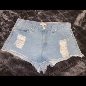 Forever21 ripped / distressed denim jean shorts